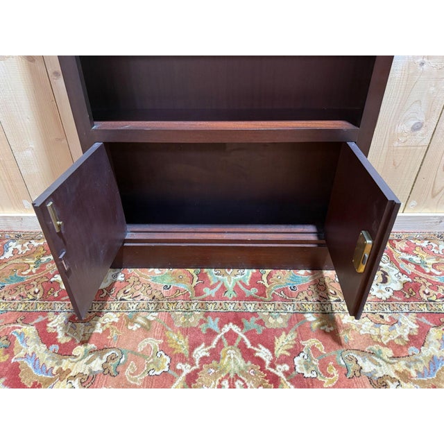 Low Mahogany Bookcase with Marble Top, 1980s For Sale - Image 6 of 8