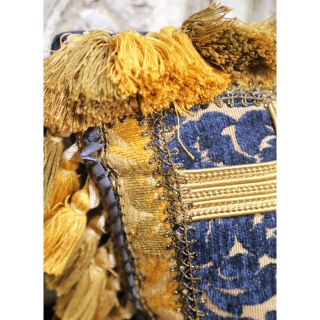 Textile Pair of 18th Century French Aubusson Tapestry and Velvet Bolster Pillows For Sale - Image 7 of 8