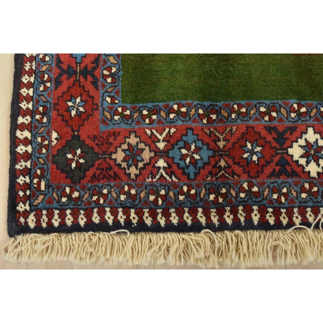 Green Vintage Yalameh Rug 5' X 6'5'' Multicolor Wool Tribal Hand-Knotted Carpet For Sale - Image 8 of 11