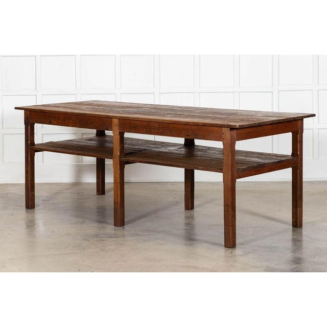 Large Antique English Pine Bakers Worktable, 1890 For Sale - Image 3 of 15
