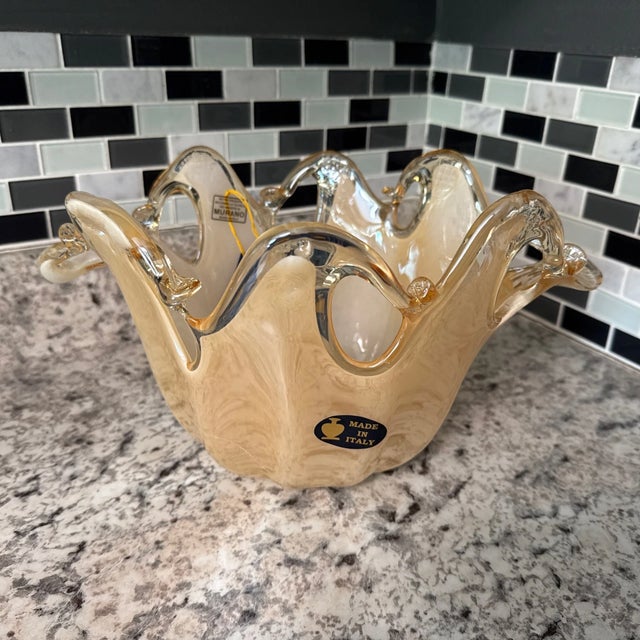 1990s Vintage Murano Art Glass Splash Bowl For Sale - Image 5 of 9