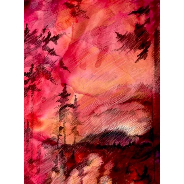 "Red Landscape" Contemporary Original Abstract Mixed Media Painting by Kathleen Ney For Sale - Image 4 of 6
