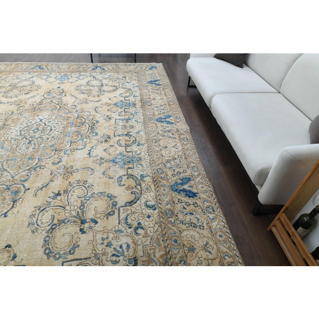 1970s Vintage Persian Handmade Wool Cotton Area Rug For Sale In San Francisco - Image 6 of 11