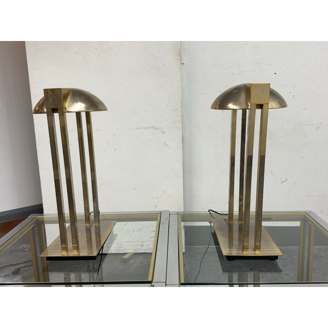 Relux Milano Chrome + Brass 1970's Table Lamps, Pair For Sale - Image 4 of 12