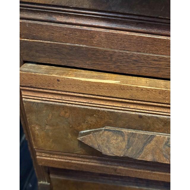 Antique Walnut Roll Top Desk, Many Drawers & Cubby Holes, Leather Mat For Sale - Image 12 of 12