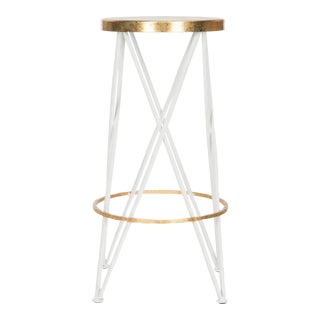 Roberts Barstool in White & Gold For Sale