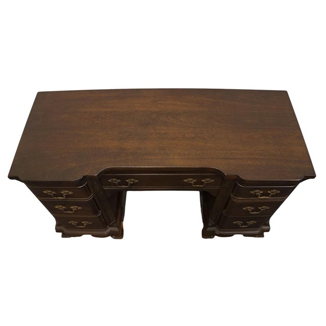 Mid 20th Century Georgetown Galleries Solid Mahogany Traditional Style 45" Double Pedestal Vanity For Sale - Image 5 of 12