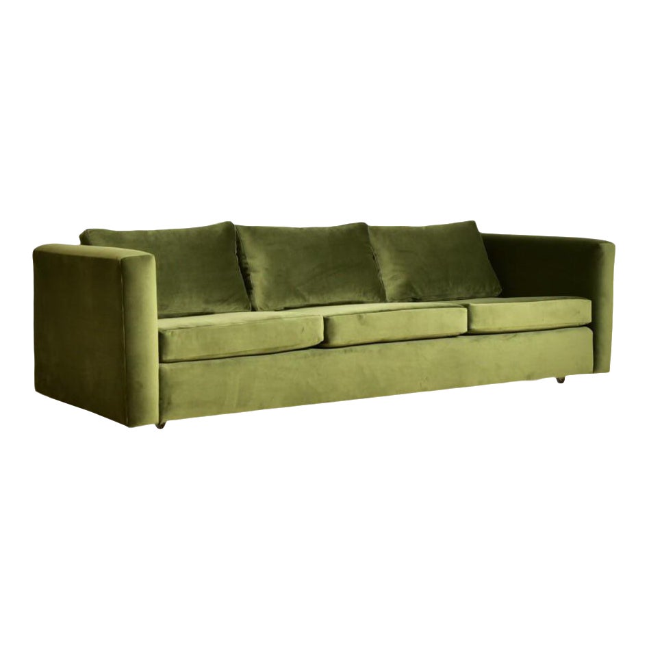 Vintage 1970’s Olive Green Velvet Sofa Chairish