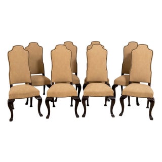 Set of 8 Century Chippendale Style Tall Back Dining Chairs For Sale