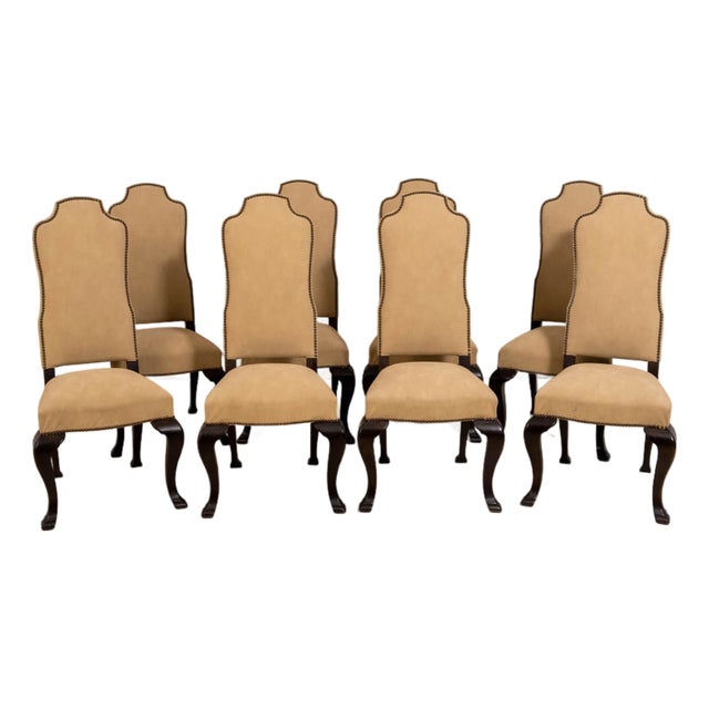 Set of 8 Century Chippendale Style Tall Back Dining Chairs For Sale