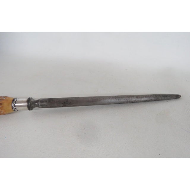 Knife Sharpening Rod Honing Steel 925 Sterling Silver Ornate Antler Handle 5144b For Sale - Image 13 of 14