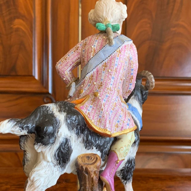 French Bisque Porcelain Goat and Rider Figurine, by Vion Et Baury , 19th Century For Sale - Image 9 of 14