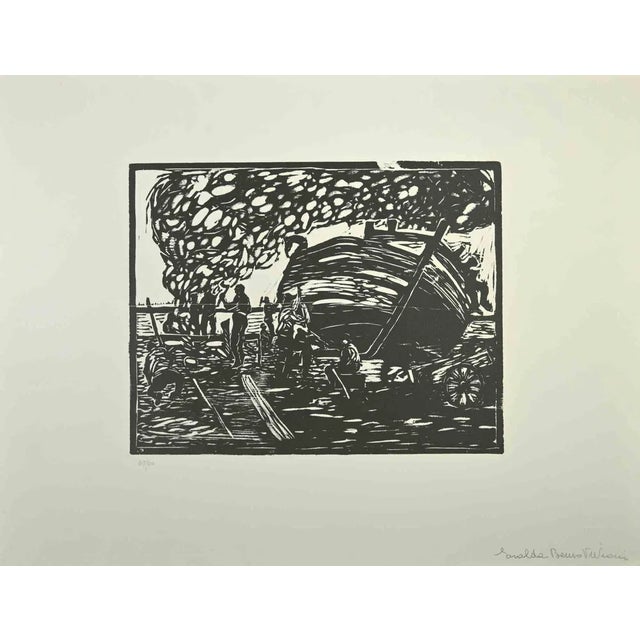 After Giuseppe Viviani, Fisherman, Woodcut, 1960s For Sale