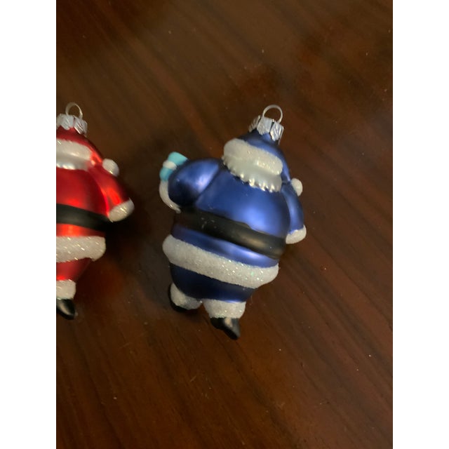 1990s Seasons of Cannon Falls Glass Waving Santa Ornaments - Set of 3 For Sale - Image 4 of 9