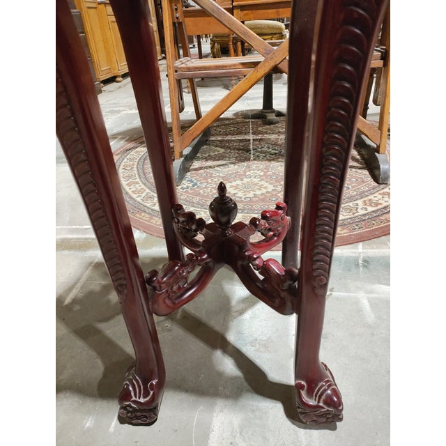Wood Late 19th Century Carved Mahogany Marble-Top Accent / Side Table For Sale - Image 7 of 7