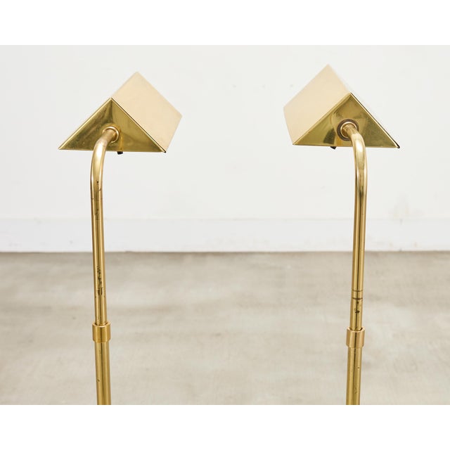 Pair of Mid-Century Brass Adjustable Pharmacy Floor Lamps For Sale - Image 14 of 18
