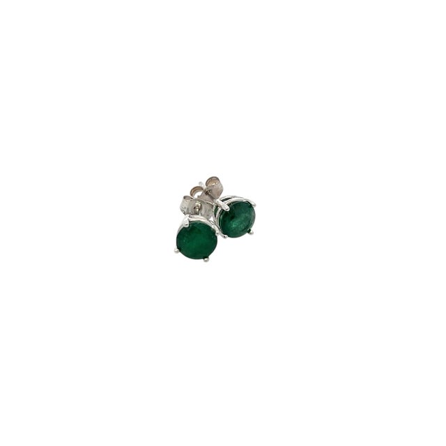 Natural Emerald Stud Earrings 14k White Gold 1.63 TCW Certified For Sale - Image 4 of 14