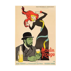 Moulin Rouge Original Vintage Movie Poster by Lucjan Jagodzinski, Polish, 1957