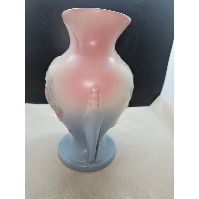 1940s Vintage 1940's Hull Art Pottery Magnolia Vase Matte Finish Double Handle 9.5" For Sale - Image 5 of 6