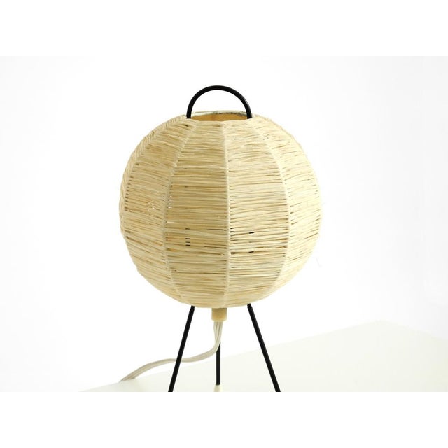 Mid-Century Modern Tripod Raffia Table Lamp, 1950s For Sale - Image 10 of 18