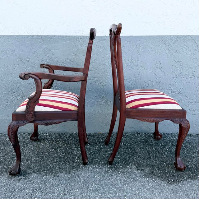 Brown Vintage Chippendale Style Ball in Claw Dining Chairs - Set of 9 For Sale - Image 8 of 12