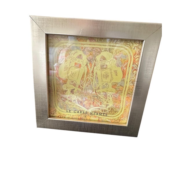 Vintage Framed Authentic Original Hermès Art Advertisement Lithograph Hermes Lithograph Art Featuring Scarf with beautiful...