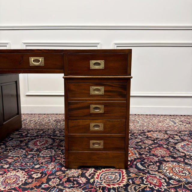 Classic English Desk with Black Leather For Sale - Image 11 of 18