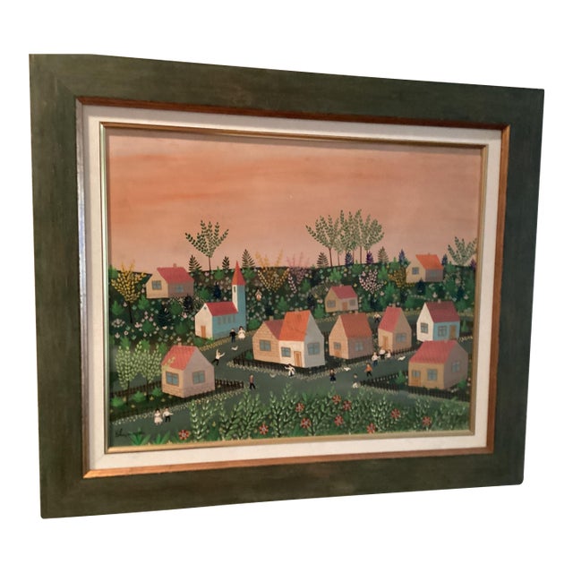 1960s Primitive Oil on Canvas For Sale