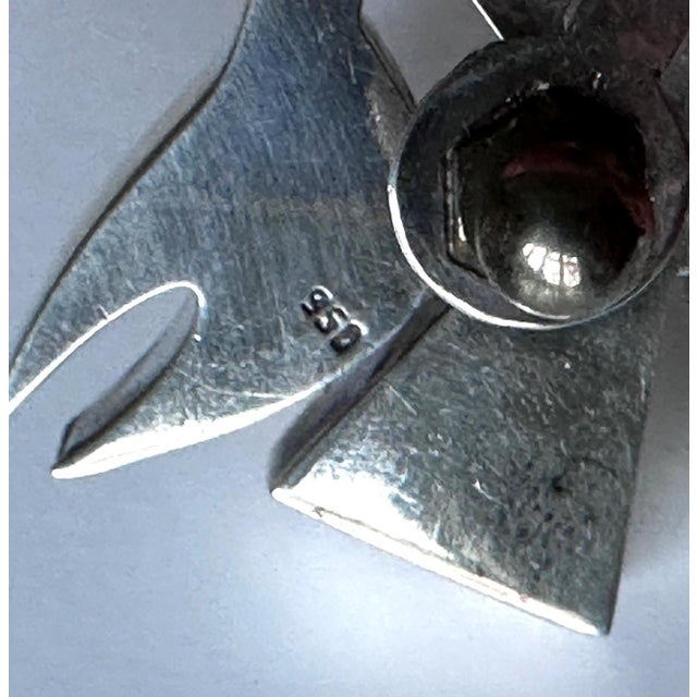 Modern Bird Motif Sterling Silver Necklace and Earrings Set Graziella Laffi For Sale - Image 13 of 14