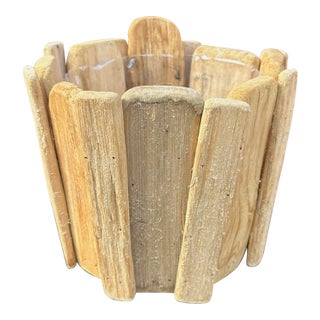 Vintage Rustic Driftwood Planter Bowl For Sale