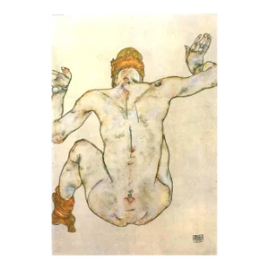 1981 Egon Schiele 30 Erotic Drawing Seated Back Nude