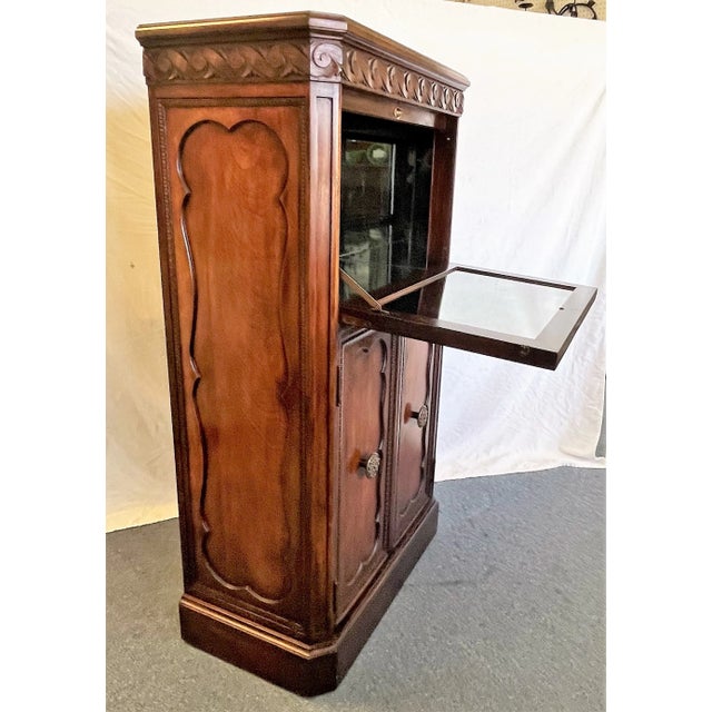 Wood 1900's Wood Bar Cabinet With Glass Interior and Lights For Sale - Image 7 of 13