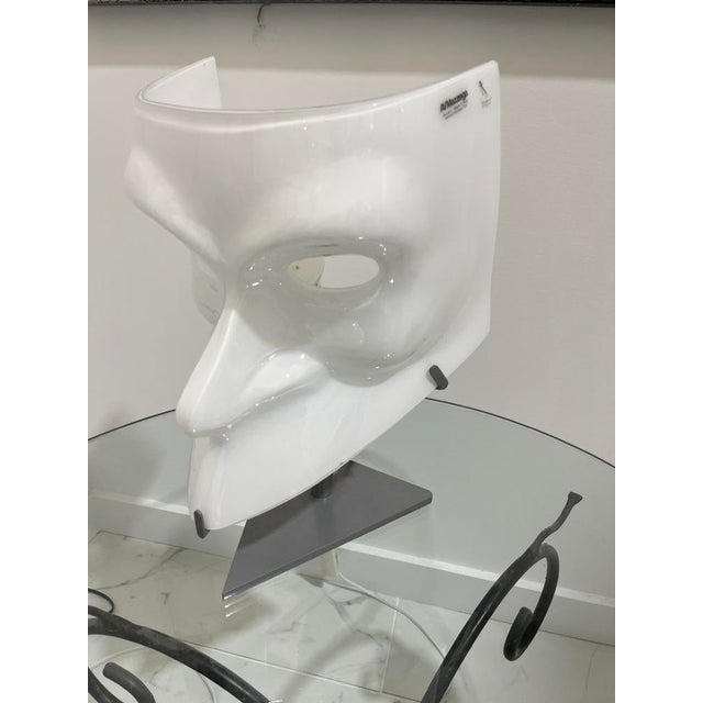 Glass Bauta Venetian Mask Murano Glass Table Lamp by Mazzega For Sale - Image 7 of 7