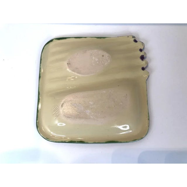 1950s Square Barbotine Asparagus Plates by Marcel Guillot, Set of 12 For Sale - Image 5 of 7