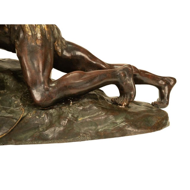 Art Deco Antique French Art Deco Bronze Sculpture Native American Indian Hunter Scout by René-André Varnier, Circa 1920 For Sale - Image 3 of 18