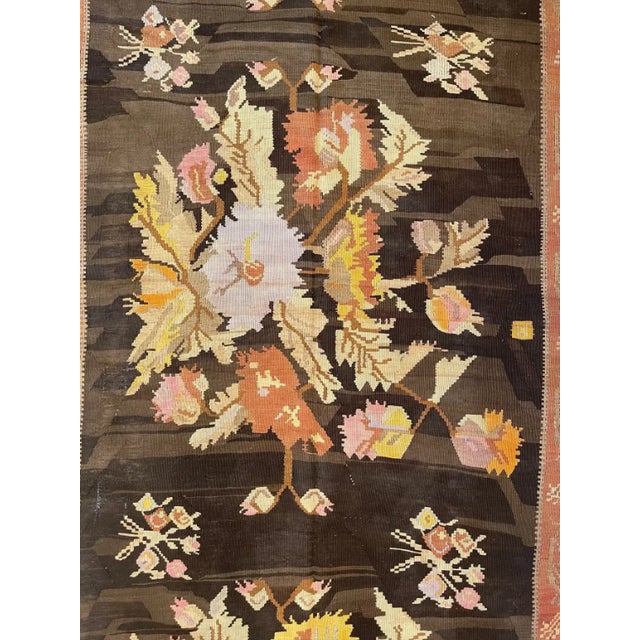 Traditional Early 20th Antique Floral Style Flat Weave Kilim Rug For Sale - Image 3 of 4
