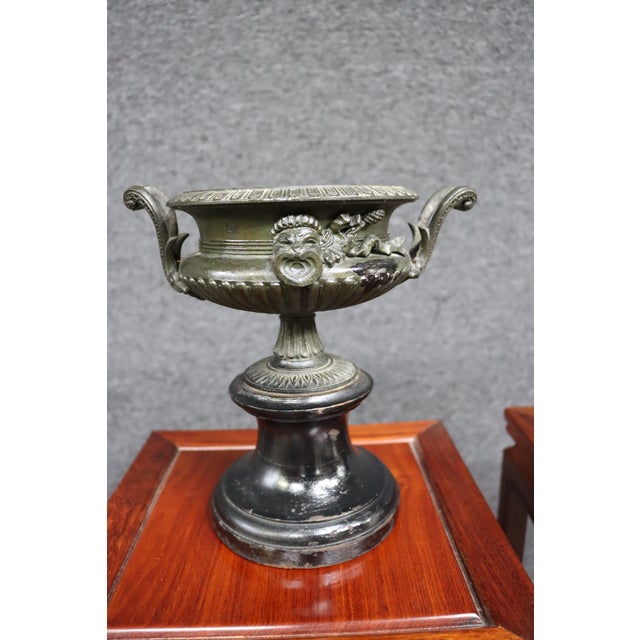 Victorian 19th Century Victorian Bronze & Wood Urns/Pair For Sale - Image 3 of 9