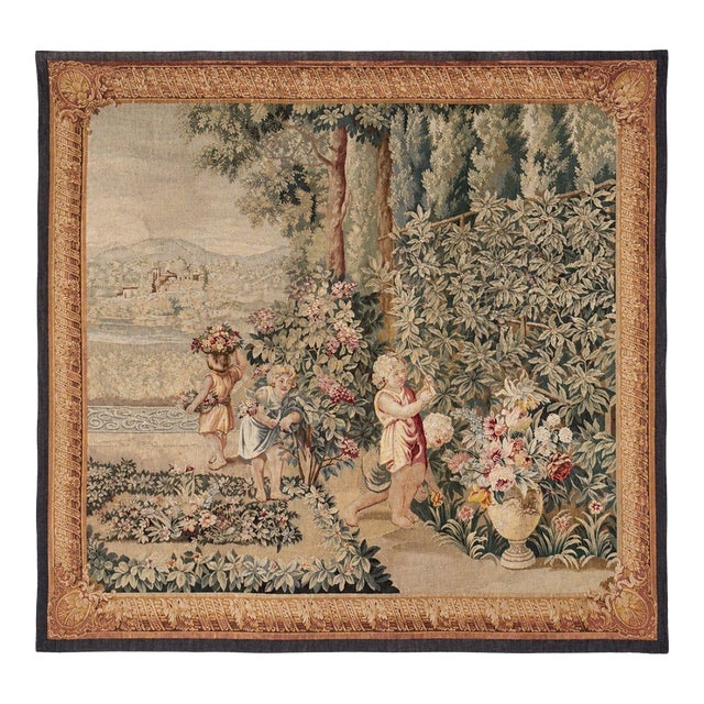 18th Century French “Spring” From Les Enfants Jardiniers Tapestry For Sale