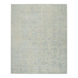 2010s Gray With Touches of Blue, Jacquard Hand Loomed Wool and Plant Based Silk, Tabriz Design, Oriental Rug For Sale