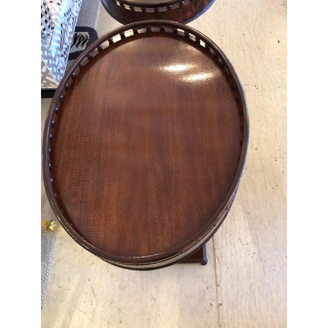 Antique Neoclassical Oval Mahogany Side End Tables - a Pair For Sale - Image 4 of 10