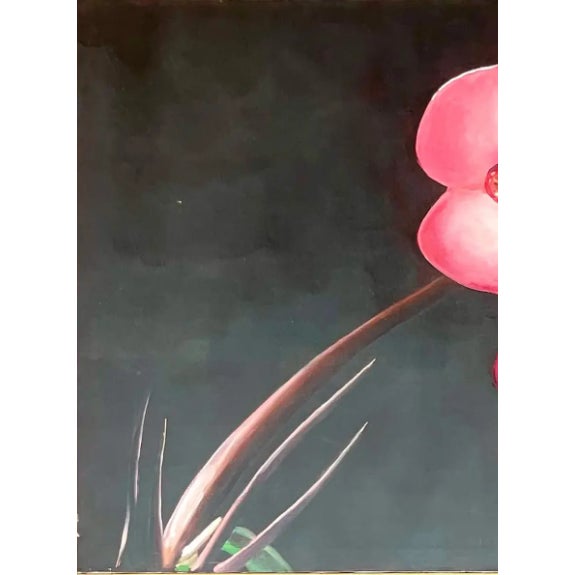 Vintage Boho OpSigned Original Oil Painting of Orchid Blooms For Sale - Image 10 of 13