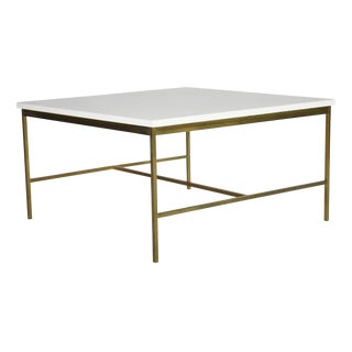 Paul McCobb Brass and Vitrolite Cocktail Table For Sale