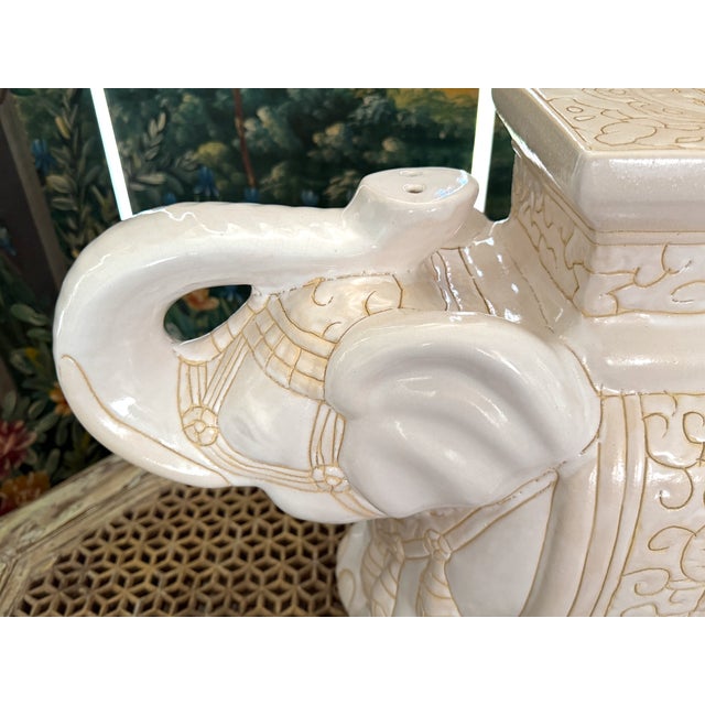 Mid Century Ceramic Elephant Garden Stool or Plant Stand For Sale - Image 11 of 13