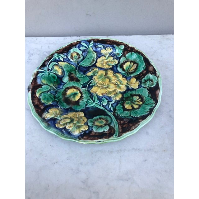 Unusual 19th Century English Majolica Geranium Plate.