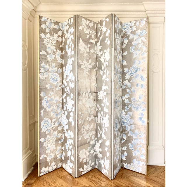 Mid 20th Century Asian Inspired Double Sided Floral Screen For Sale - Image 5 of 12