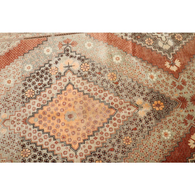 Rustic Early 20th Century Zabihi Collection Khotan Apricot Color Gallery Rug - 7' x 13'6" For Sale - Image 3 of 12