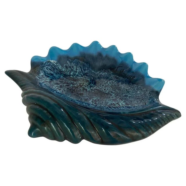 Ceramic Blue Ashtray or Vide Poche in a Shell Form, France, 1960s For Sale - Image 10 of 10