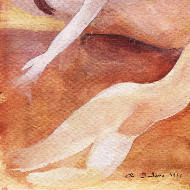 A modernist gouache figural work showing numerous figures intertwined in amorous embrace. Signed lower left, 'Ch. Ducleue'...