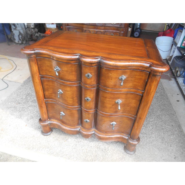 Late 20th Century Baker Furniture Milling Road Scallop Nightstands- Pair For Sale - Image 5 of 7