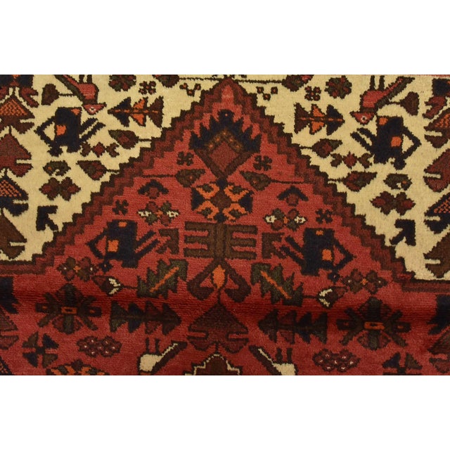 Red Hamedan Rug 3’2” X 4’4” Red Wool Vintage Tribal Hand-Knotted Oiental Carpet For Sale - Image 8 of 12